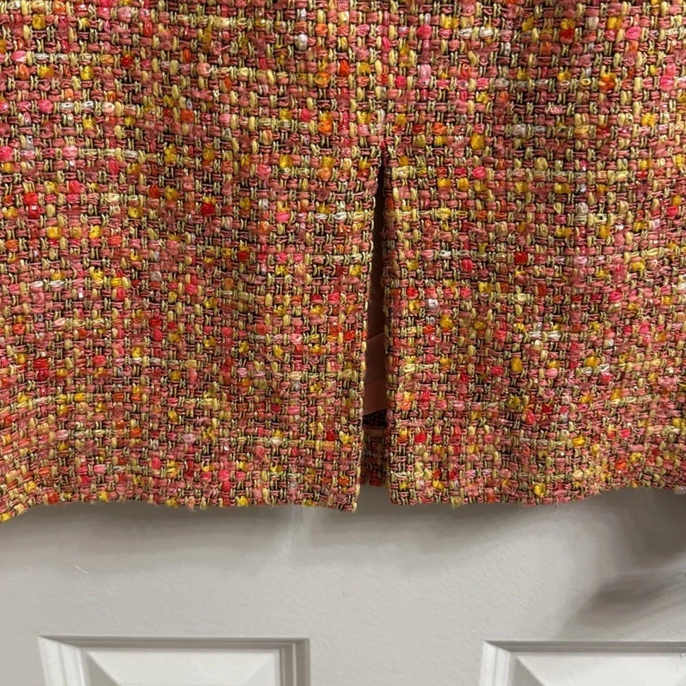 Escada Vibrant Tweed pink and yellow knee length  Pencil Skirt sz small